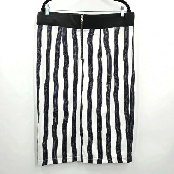 Eloquii Black White Stripe Zipper Knee Length Bottom Skirt Plus 18 - Picture 2 of 5